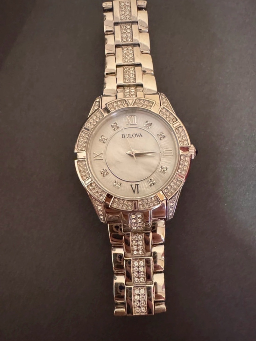 Bulova Silver-Tone Crystal Accent Women's Bracelet Watch